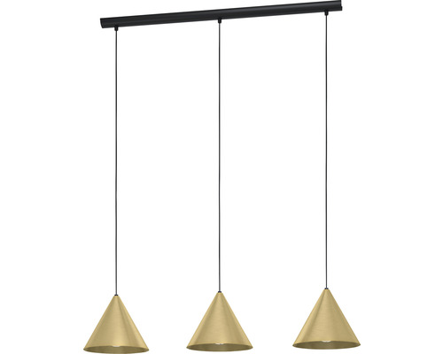 Hanglamp, 3-lichts, HxL 110x92 cm, zwart/goud/messing