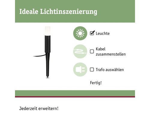 Paulmann Plug & Shine LED-paalverlichting IP65 3,6W 270 lm 3000 KH 20 cm Flare zwart 230/24V