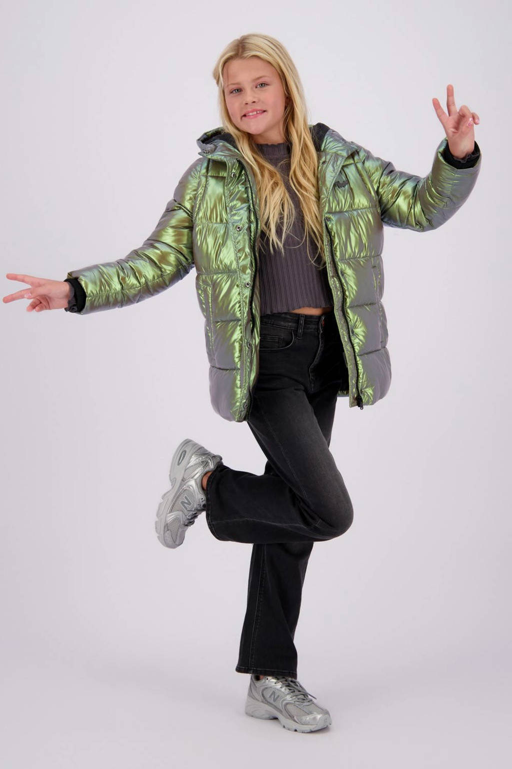 Vingino gewatteerde winterjas Telissa groen metallic