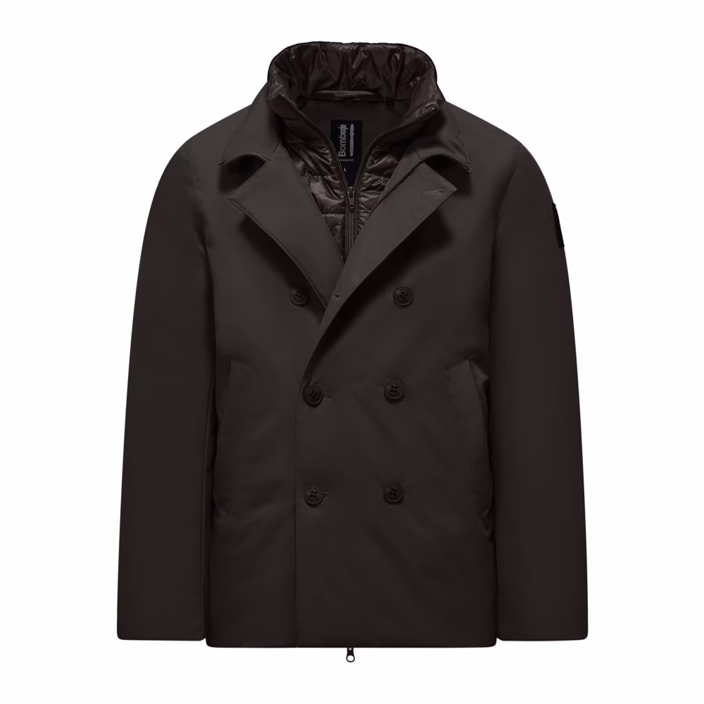 BomBoogie Double-breasted jas met afneembaar gewatteerd interieur Bruin
