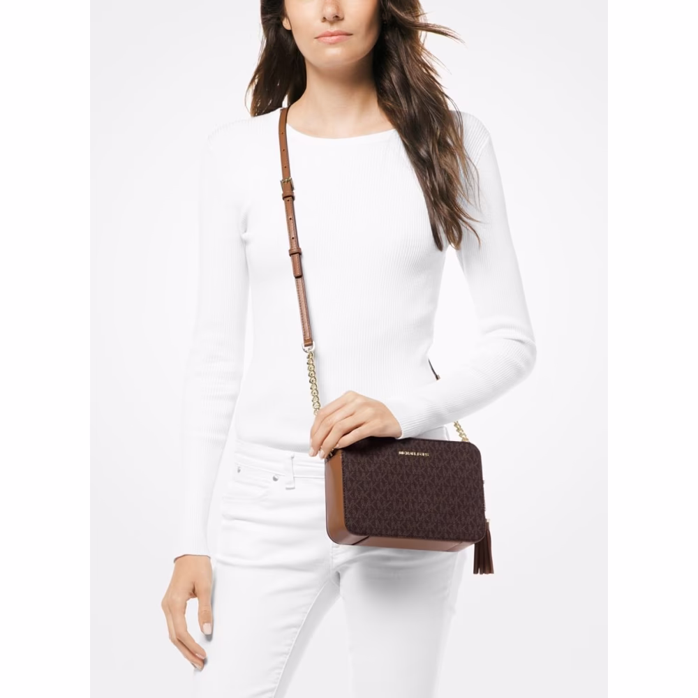 Michael Kors Camera Bandolier Tas Bruin Logo