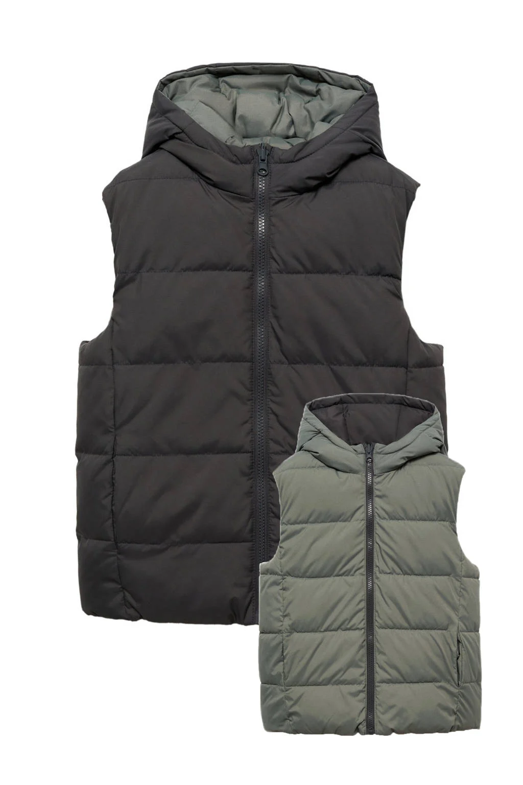 Mango Kids reversible bodywarmer grijsgroen/antraciet