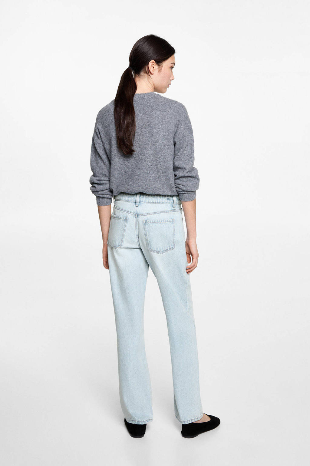 MANGO TEEN straight regular waist light blue denim