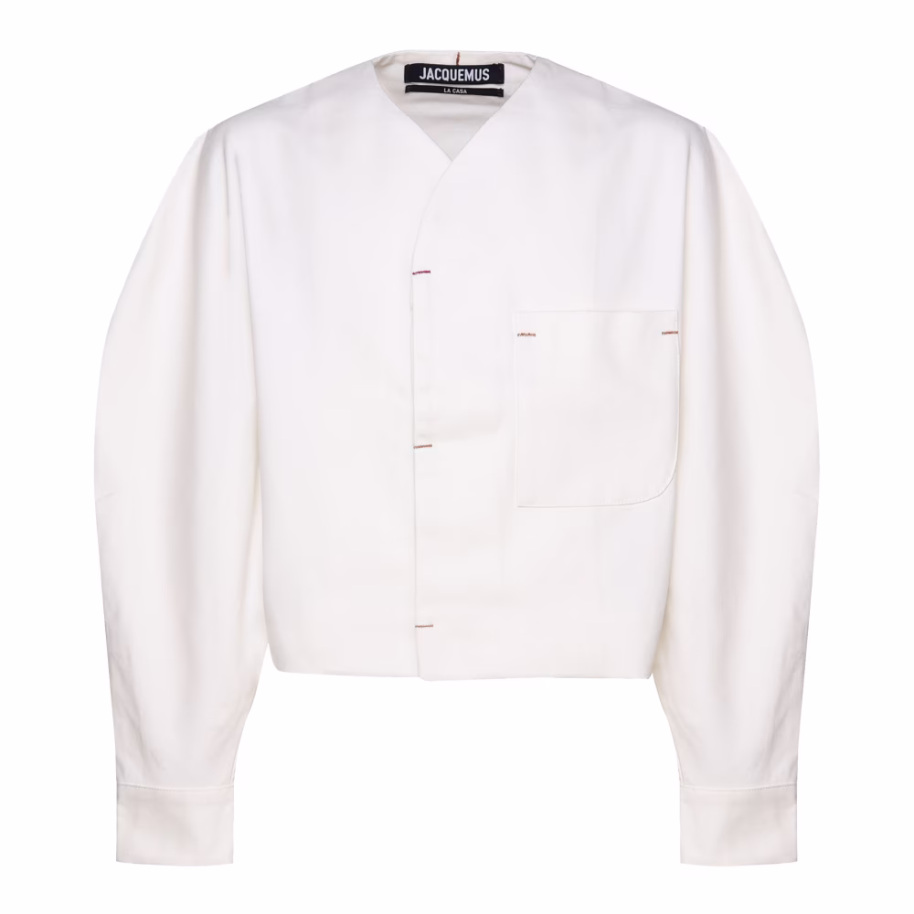 Jacquemus Witte V-hals Ballonmouw Shirt
