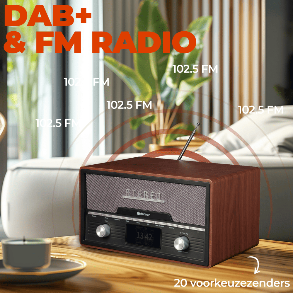 Denver MDA525DW DAB Radio - Darkwood