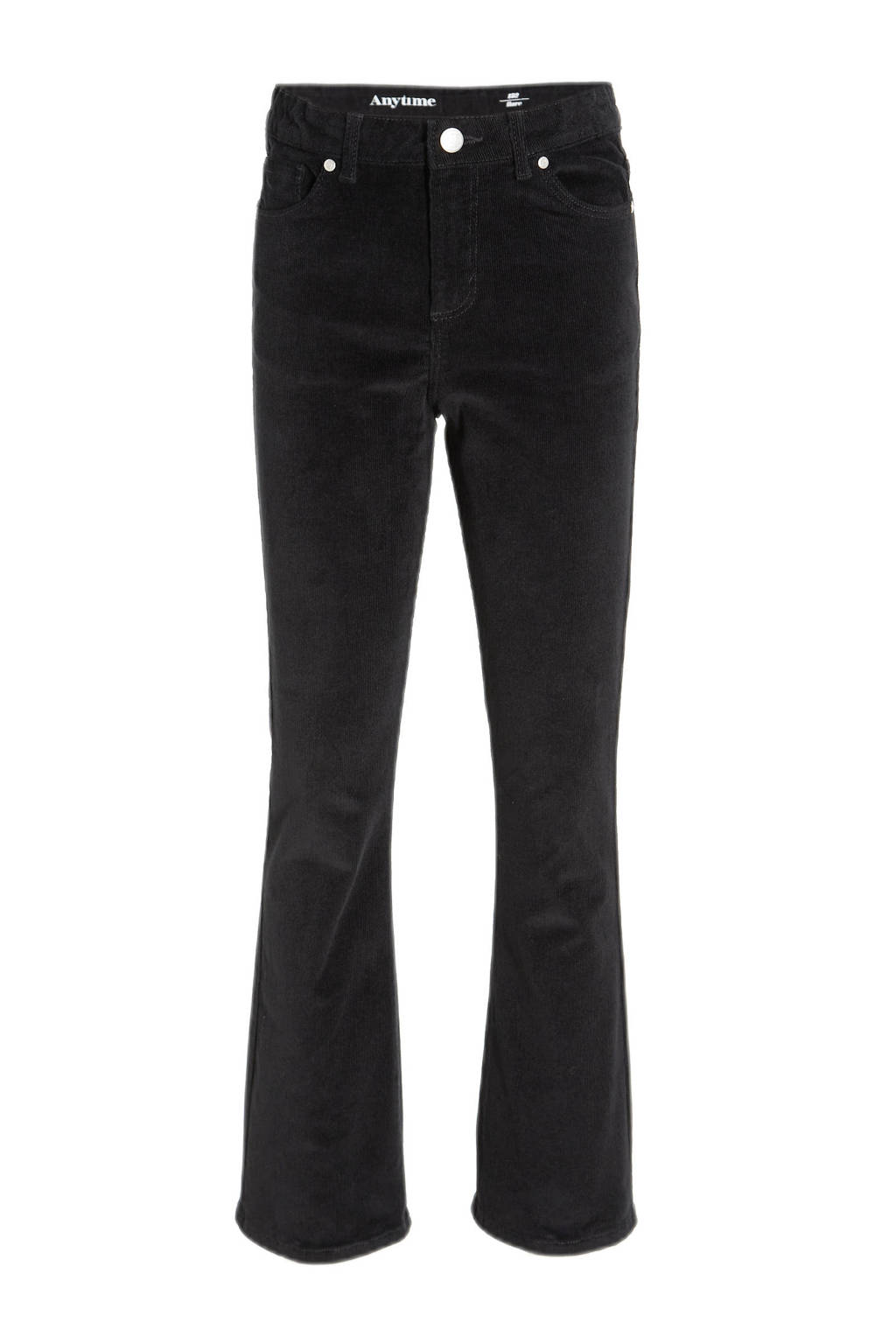 anytime corduroy flared broek zwart