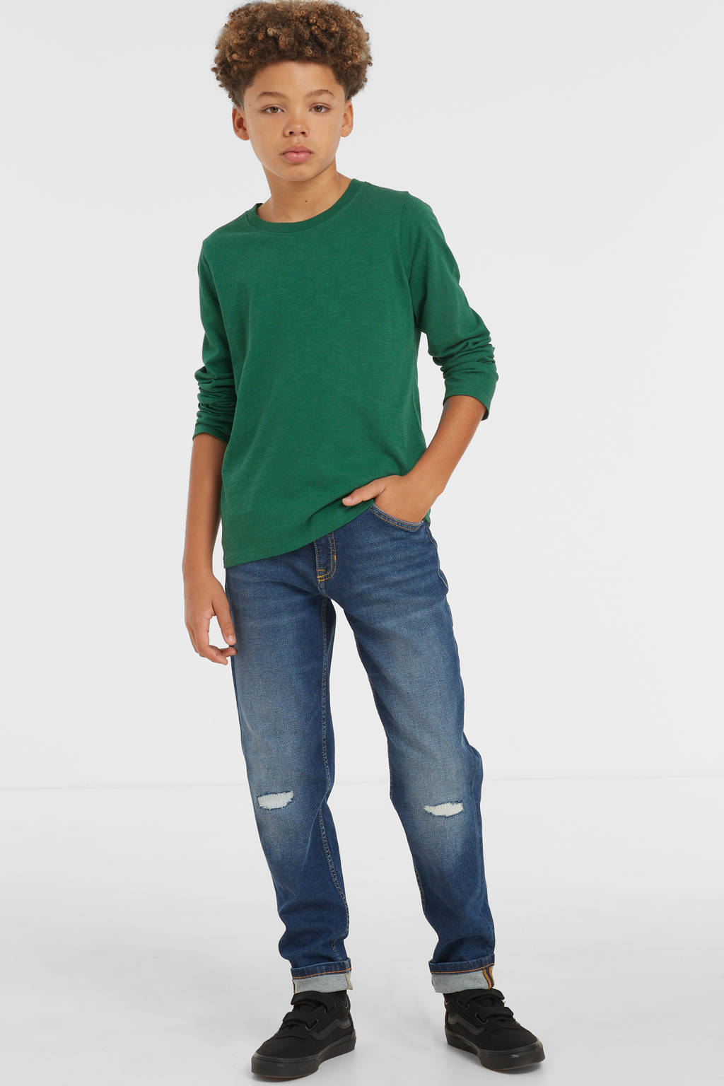 anytime tapered slim fit jeans donkerblauw