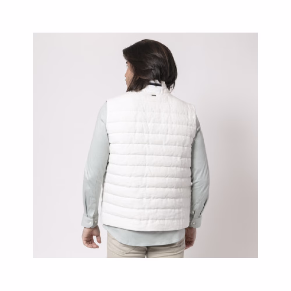 Herno Witte Mouwloze Linnen Vest