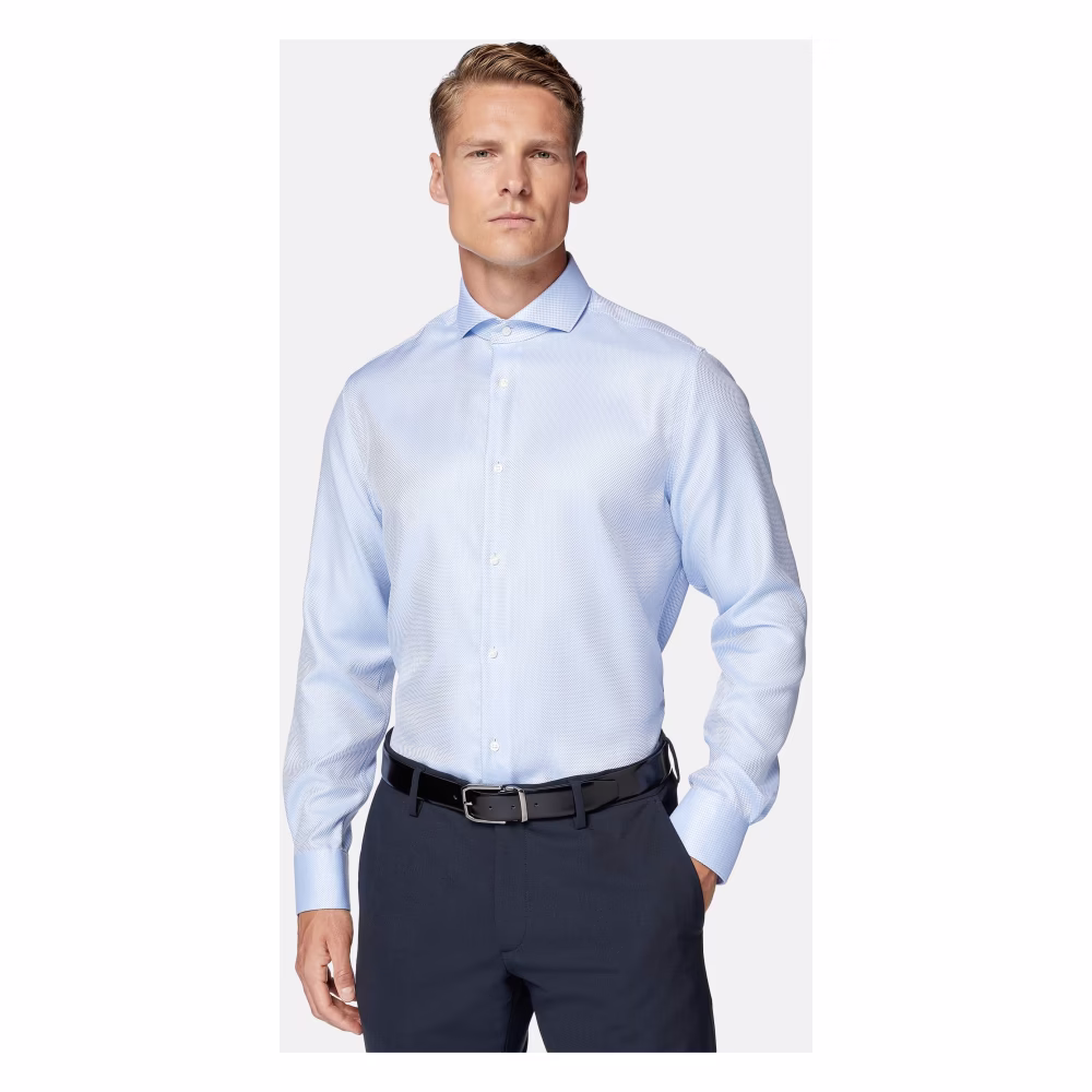 Boggi Milano ULTIMATE NON IRON Slim Fit Katoenen Dobby Overhemd