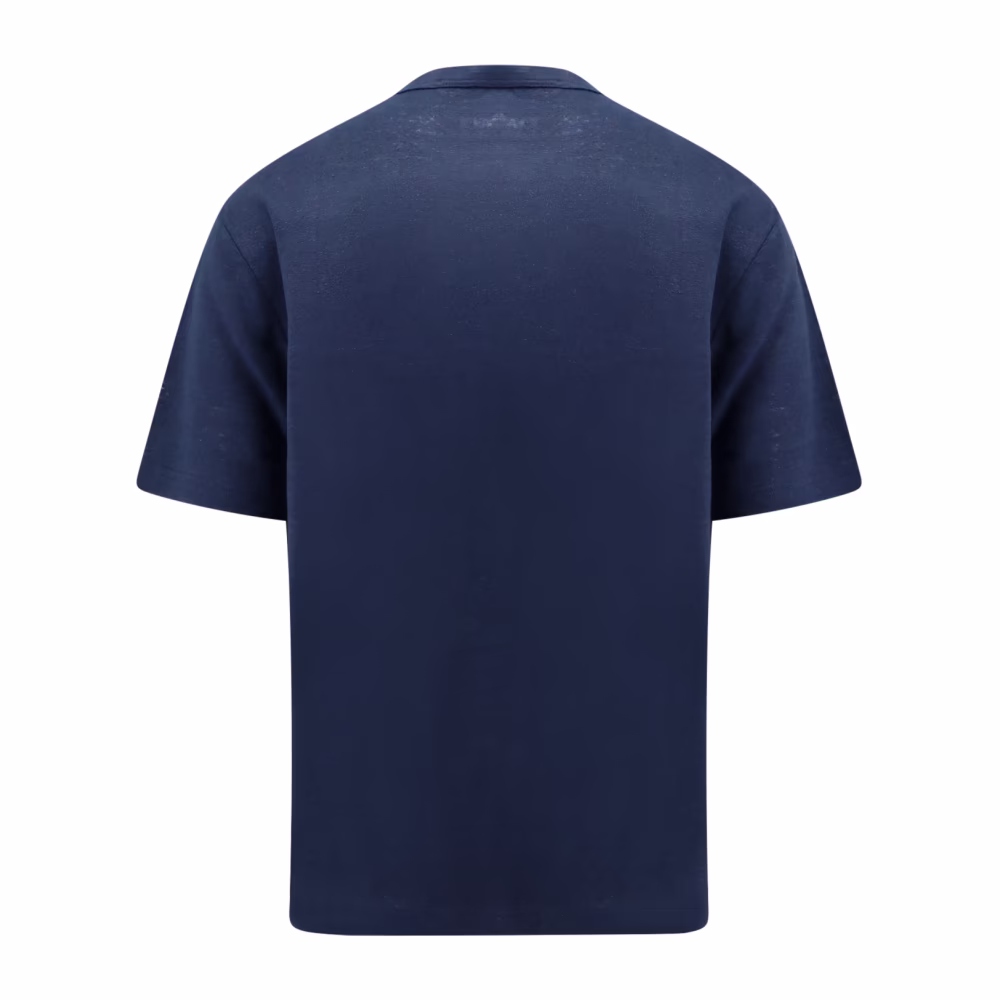 Palm Angels Blauw Linnen Crew-neck T-shirt Blauw