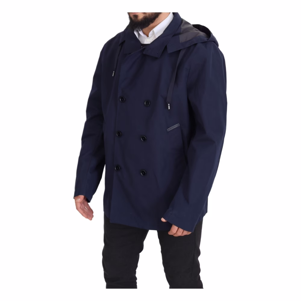 Dolce & Gabbana Blauwe Hooded Double Breasted Winterjas