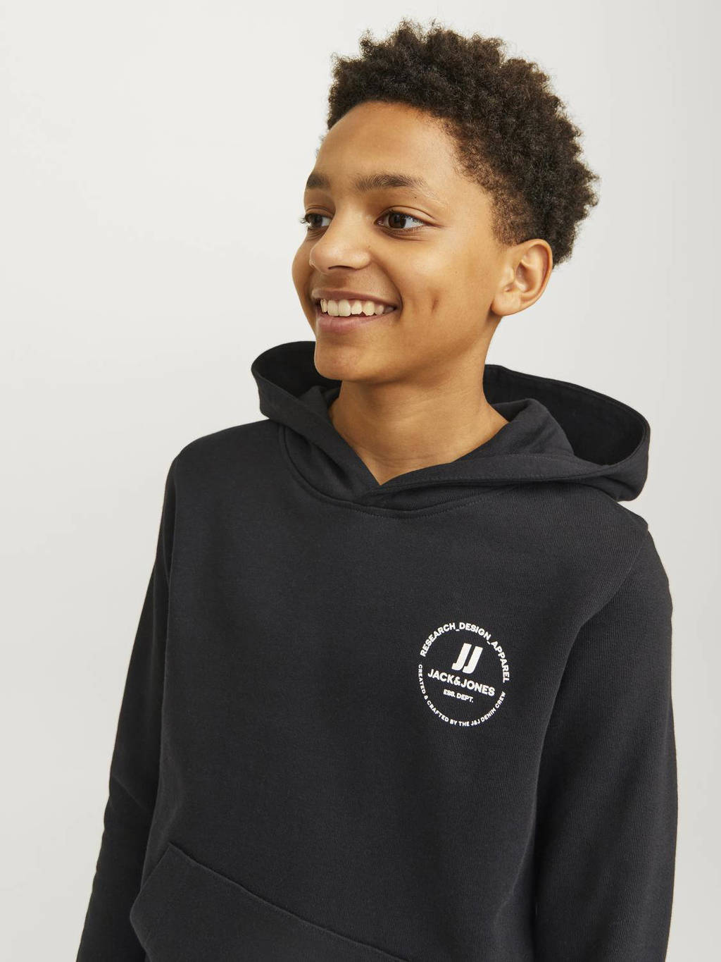 JACK & JONES hoodie JJESWIFT met printopdruk zwart