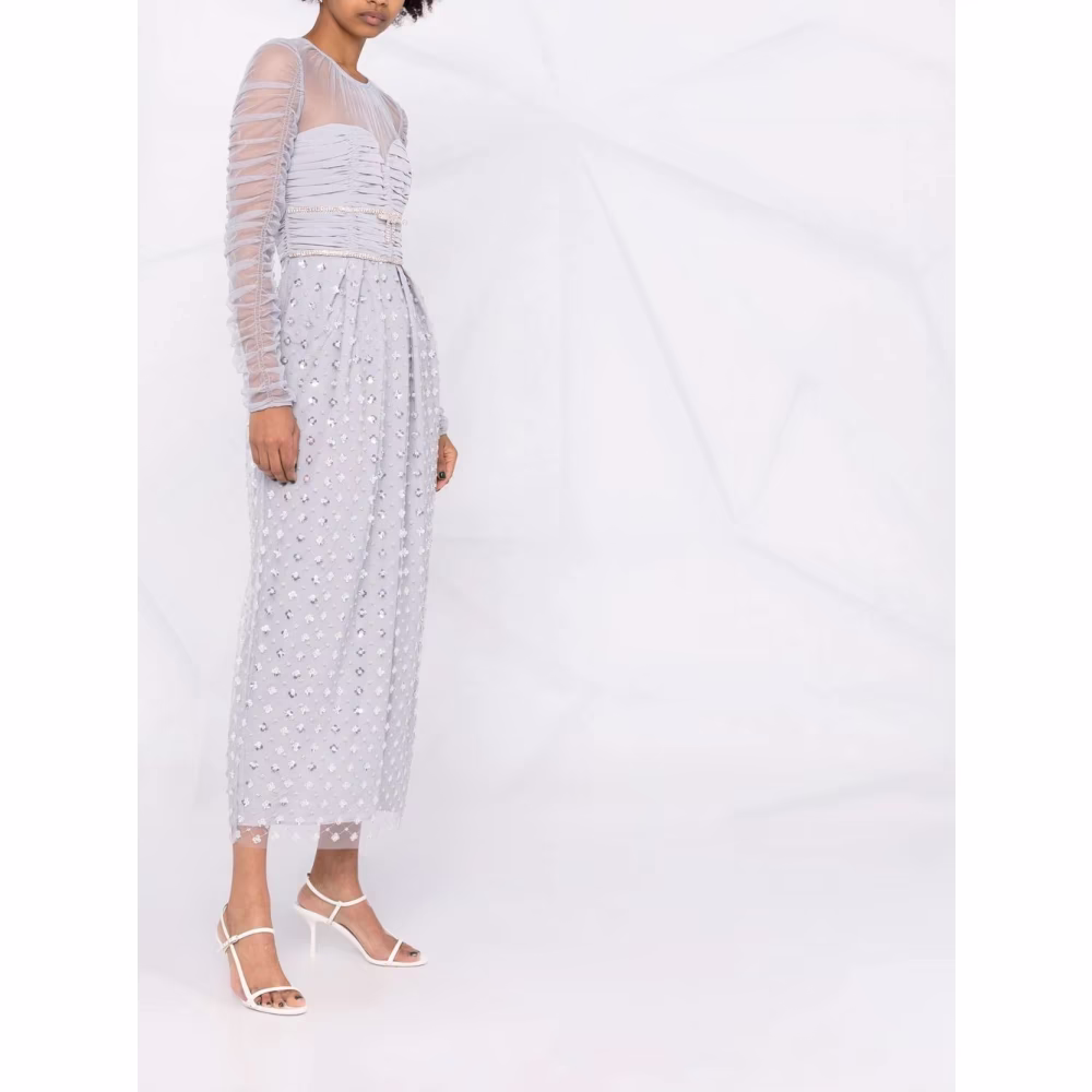 Self Portrait Pailletten Midi Jurk