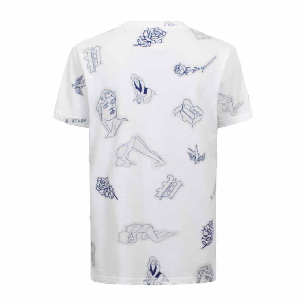 Baum und Pferdgarten Handtekening Tattoo Print Katoenen T-shirt