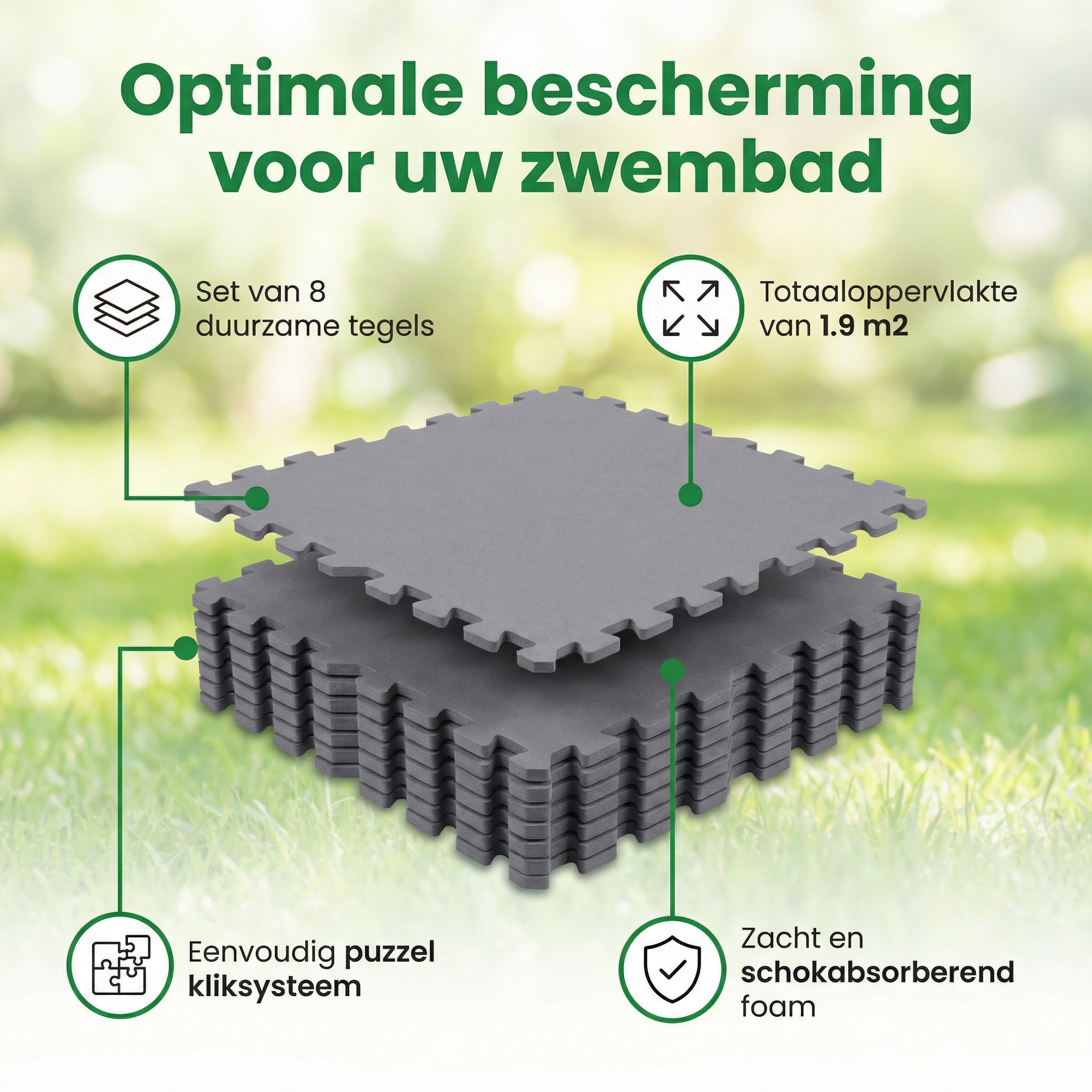 Intex 50 x 50 cm Grey zwembadtegel - Set van 8
