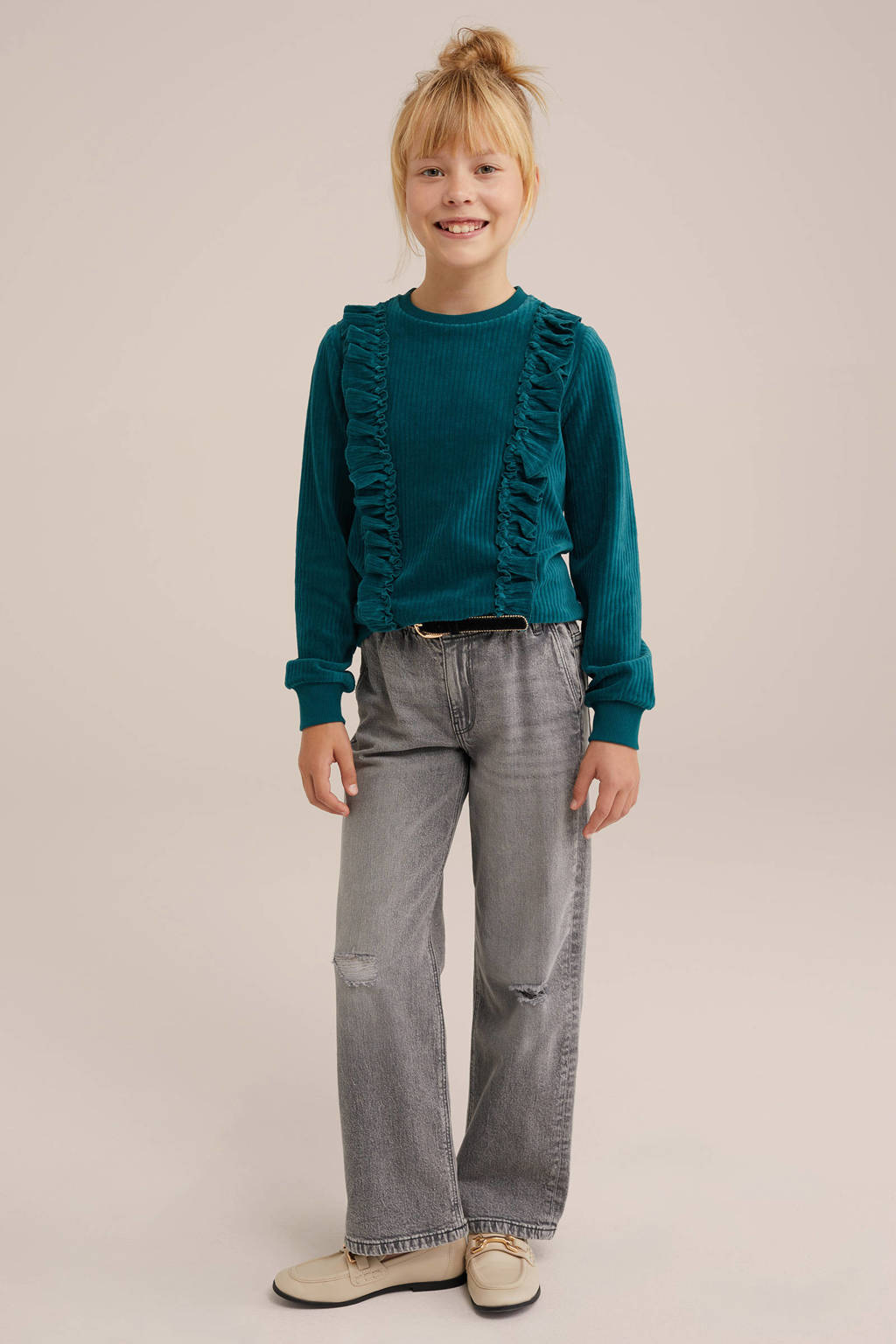 WE Fashion corduroy sweater donkergroen