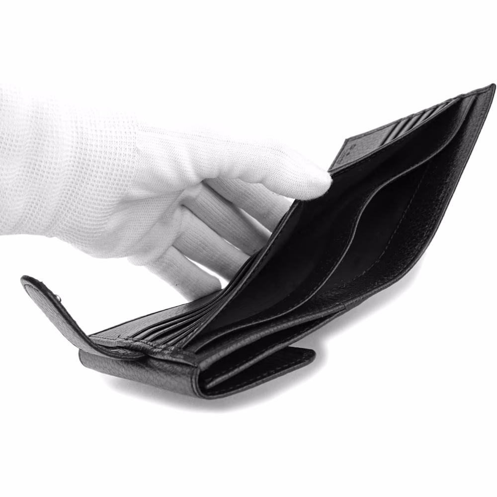 Gucci Zwarte leren bifold portemonnee met Gucci logo