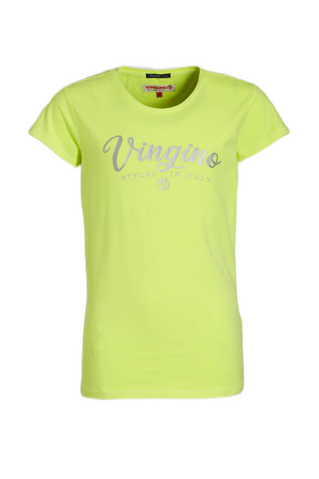 Vingino T-shirt met logo neon geel