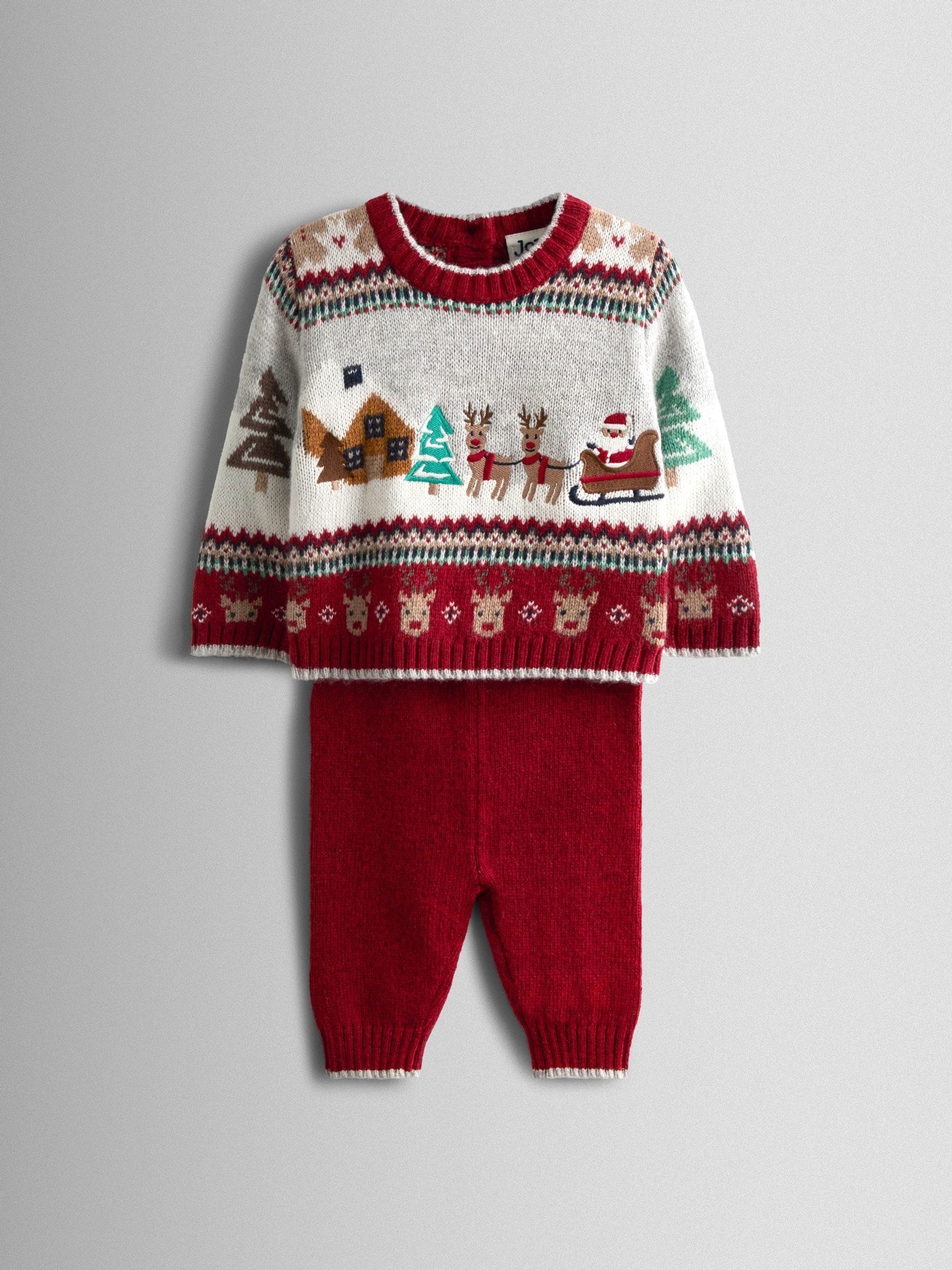 JoJo Maman Bébé 2-delige Kerstmis Fair Isle Trui & Leggings Set