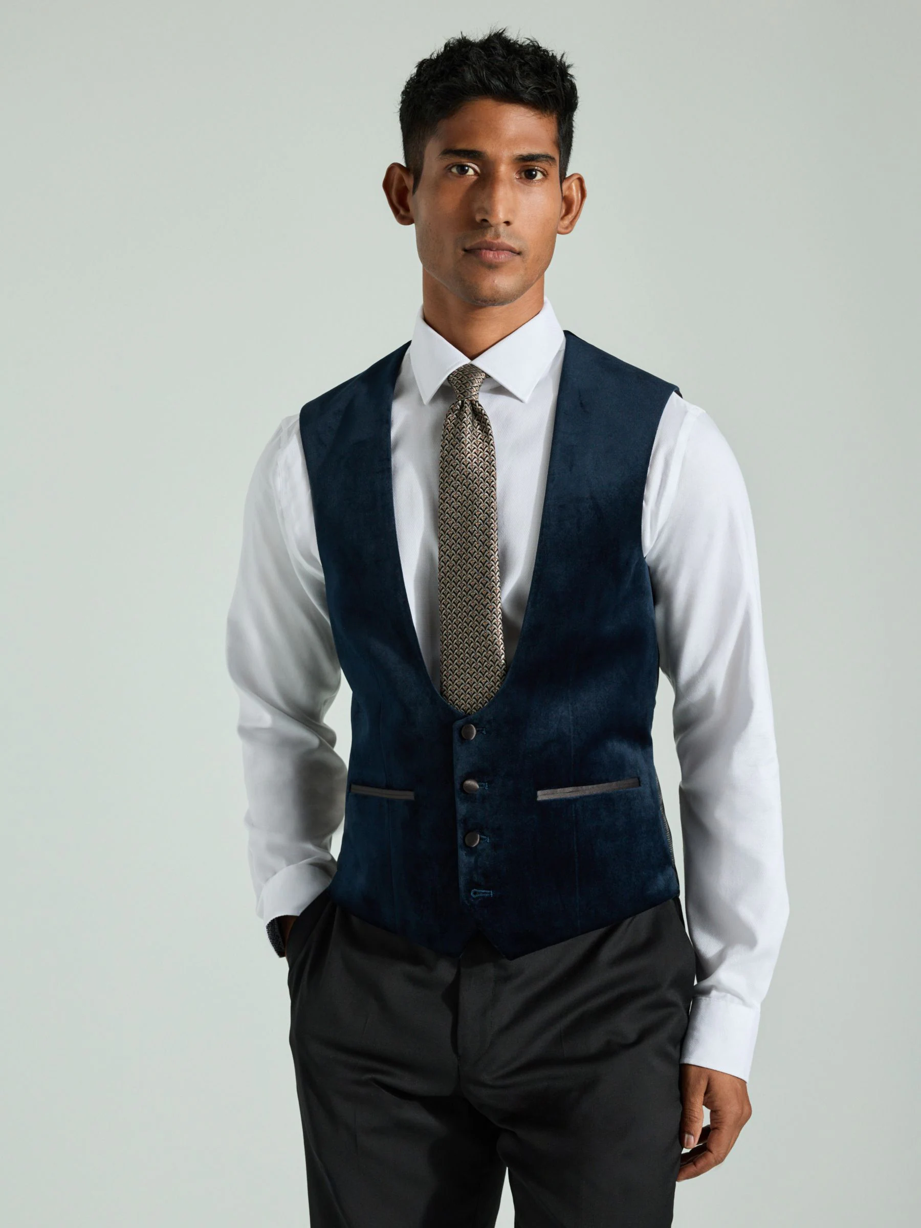 Donkerblauw - Velvet Waistcoat