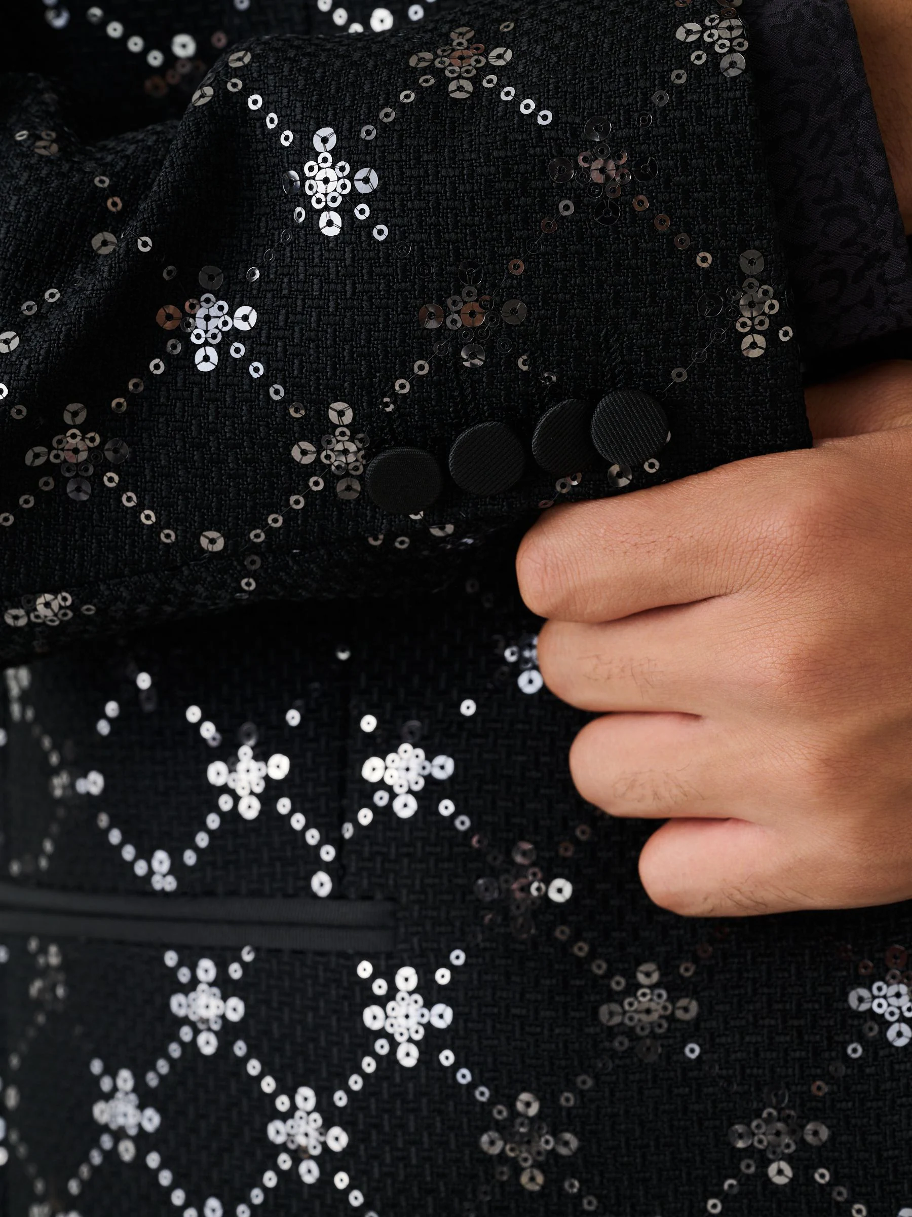 Zwarte geometrische - Regular Fit Sequin Geometric Pattern Blazer