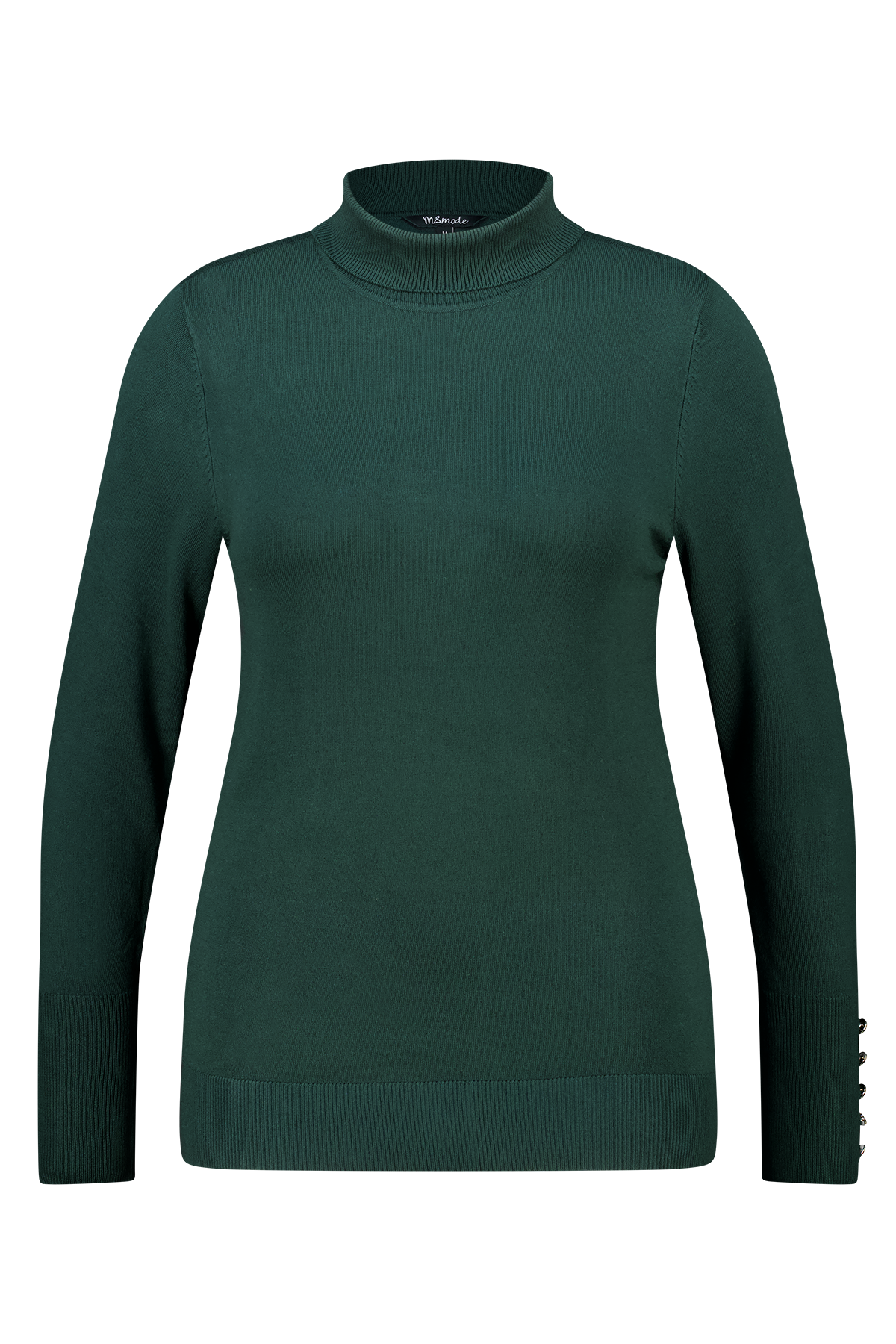 Trui met turtle neck en sierknopen Donker groen