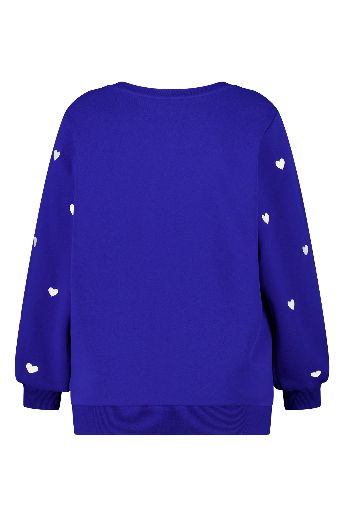 Sweater met geborduurde hartjes en ballonmouwen Kobalt blauw