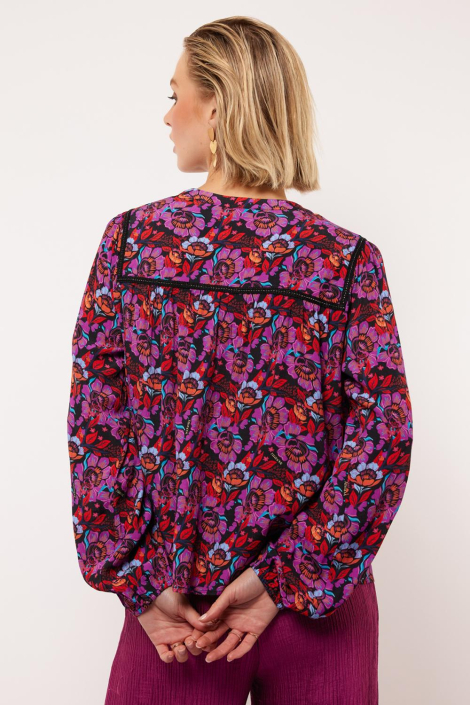 Fluresk paarse dames blouse