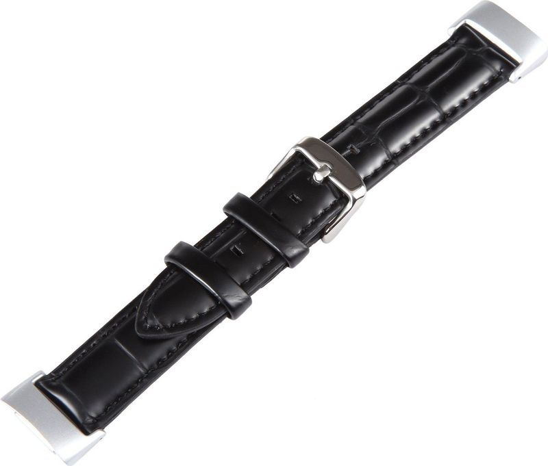 Fitbit - Charge 5 & 6 - Bandje - Echt Leer - Zwart - Crocodile