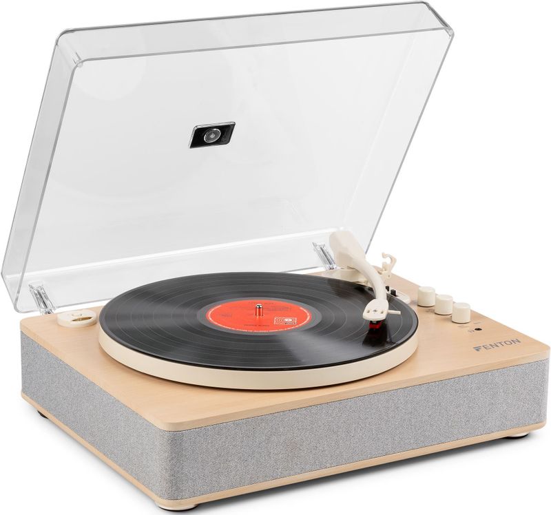 Fenton RP162S hifi retro platenspeler met Bluetooth in/out en speakers - Beige