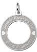 Zilveren ketting hanger rond met twee hartjes