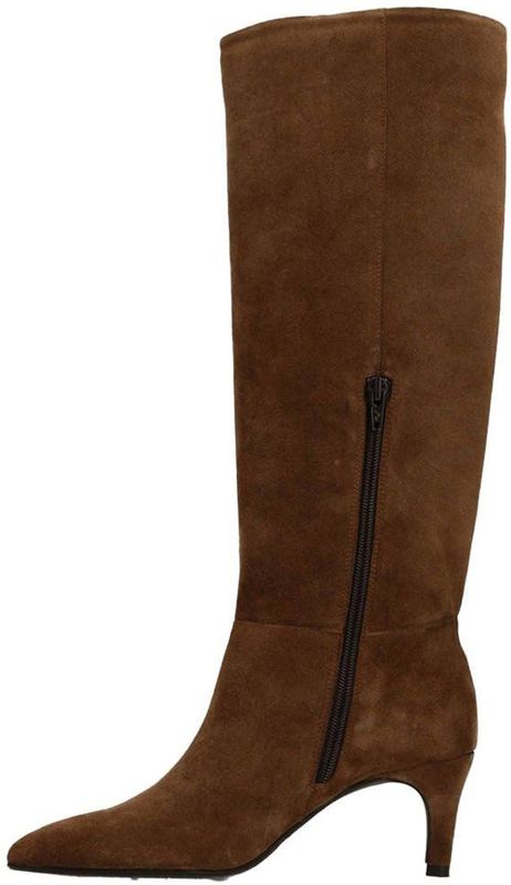Manfield - Hoge Suède Laarzen - Taupe - Met Hak - 7 cm Hakhoogte