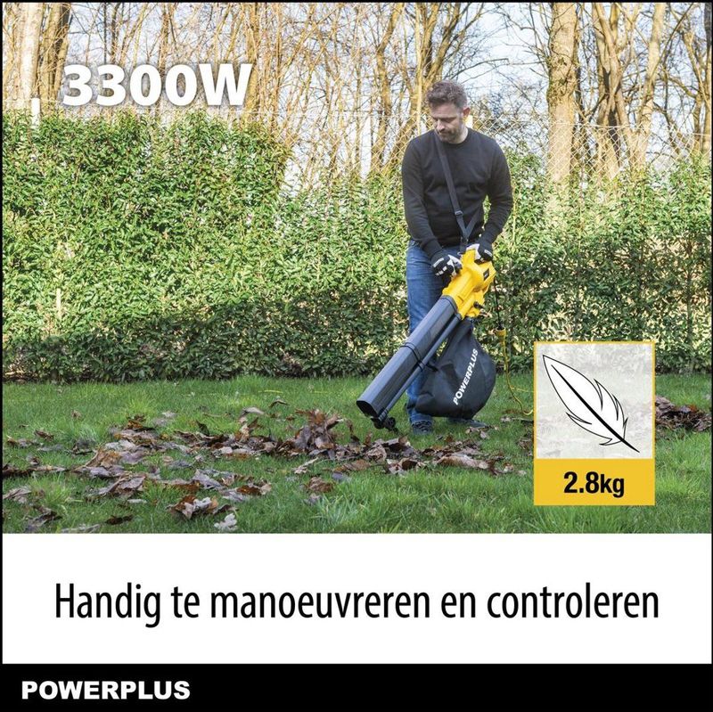 Powerplus - POWEG4030 - Elektrische Bladblazer - 3300 W - Maximale Luchtsnelheid 250 km/h - Tuingereedschap