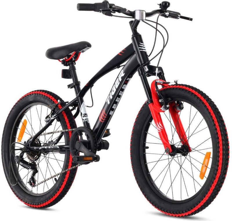 Tiger Bike - Kinderfiets - Rood Zwart - 20 inch - 6 Versnellingen Shimano