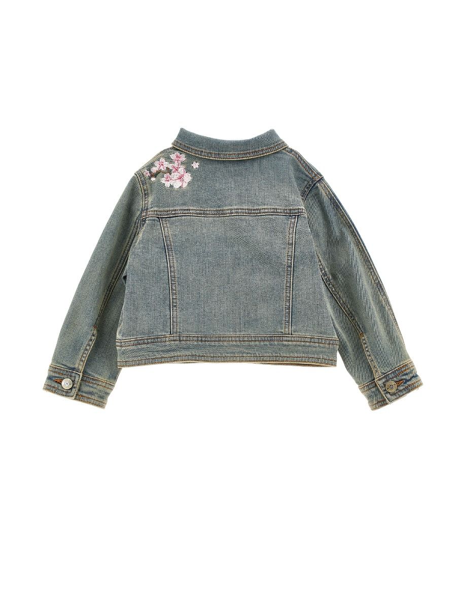Monnalisa Peach Flower Denim Jacket