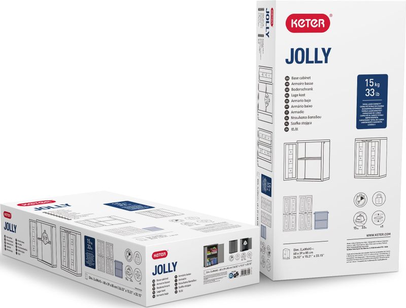 Keter - Jolly - Opbergkast - Zwart/Grijs - Kunststof - 1 Plank
