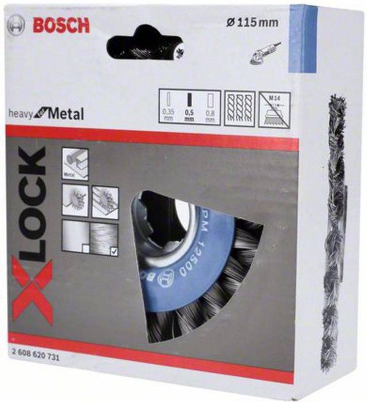 Bosch - X-LOCK Kegelborstel - Gevlochten Draad - Staal - 115mm
