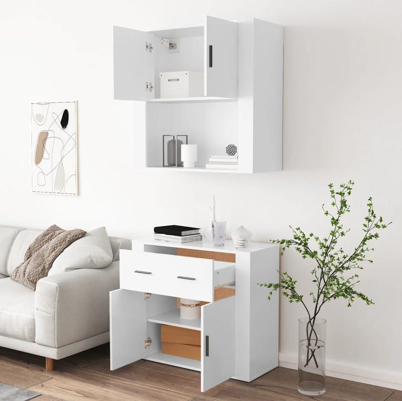 vidaXL - Hoge Kast - Wit - Bewerkte Hout