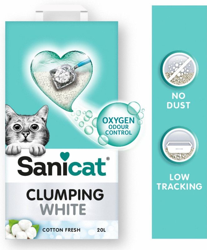 Sanicat Clumping White Cotton Fresh - Kattenbakvulling - 20 l