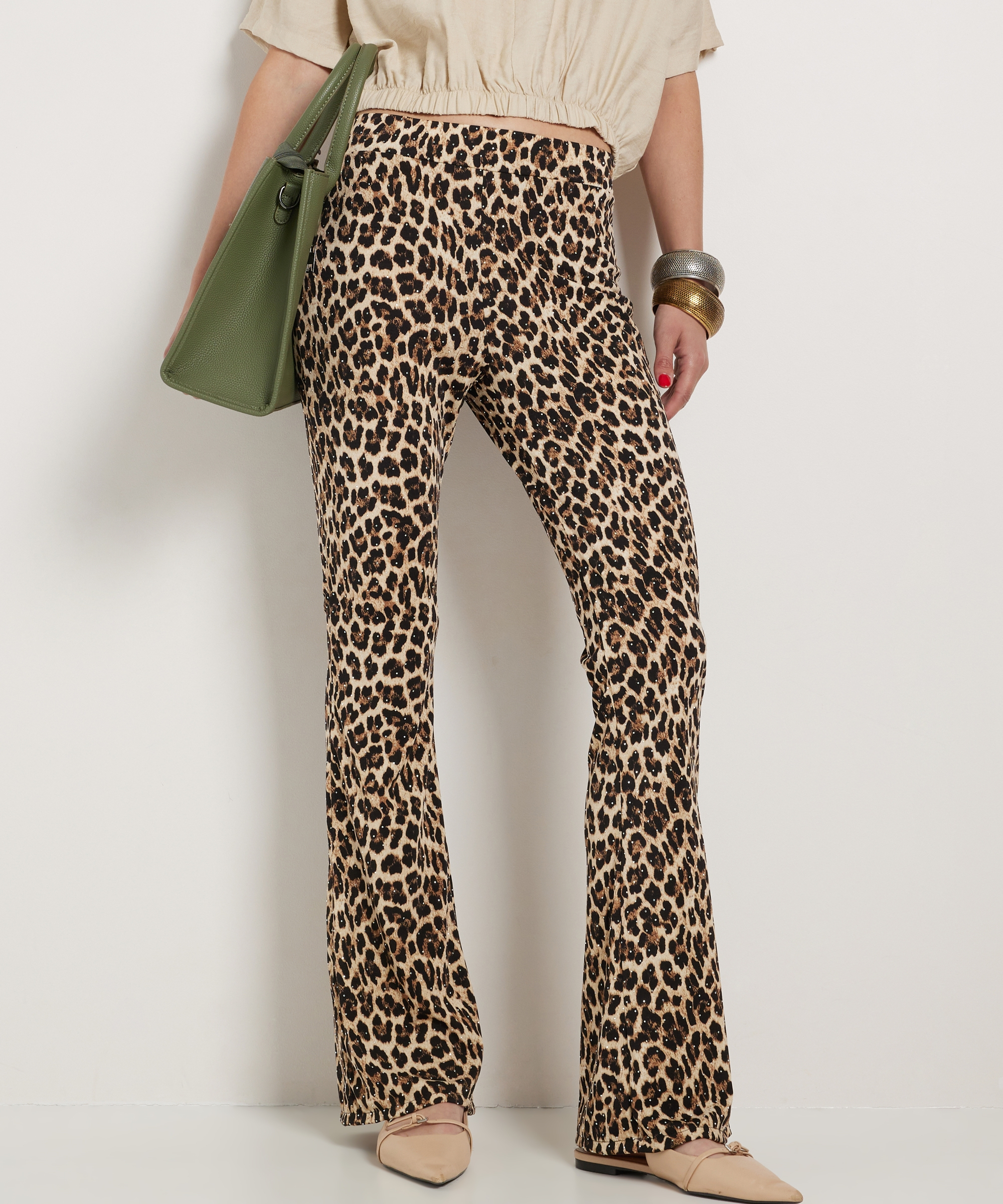 flared fit broek panterprint