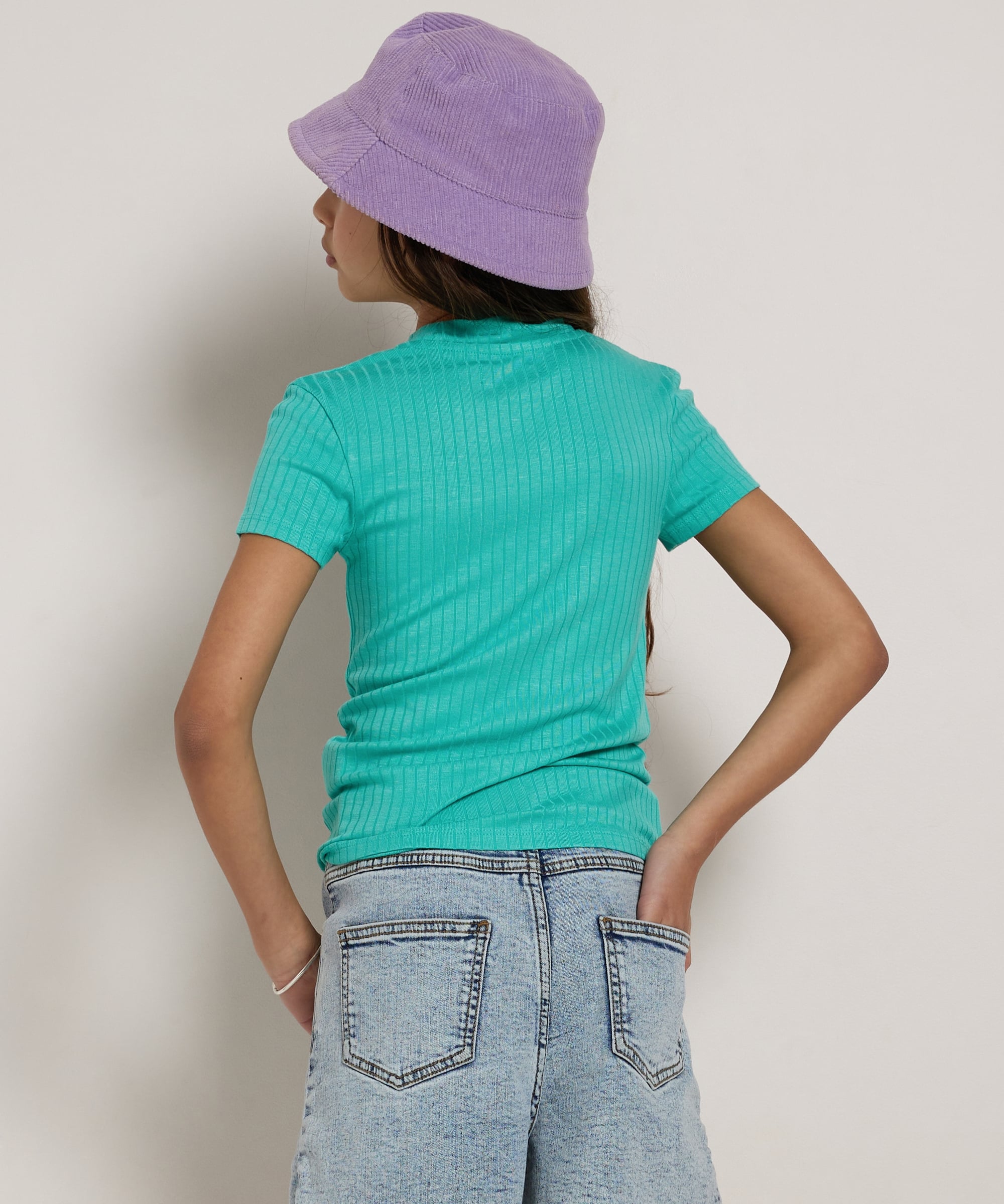 rib t-shirt met cut-out