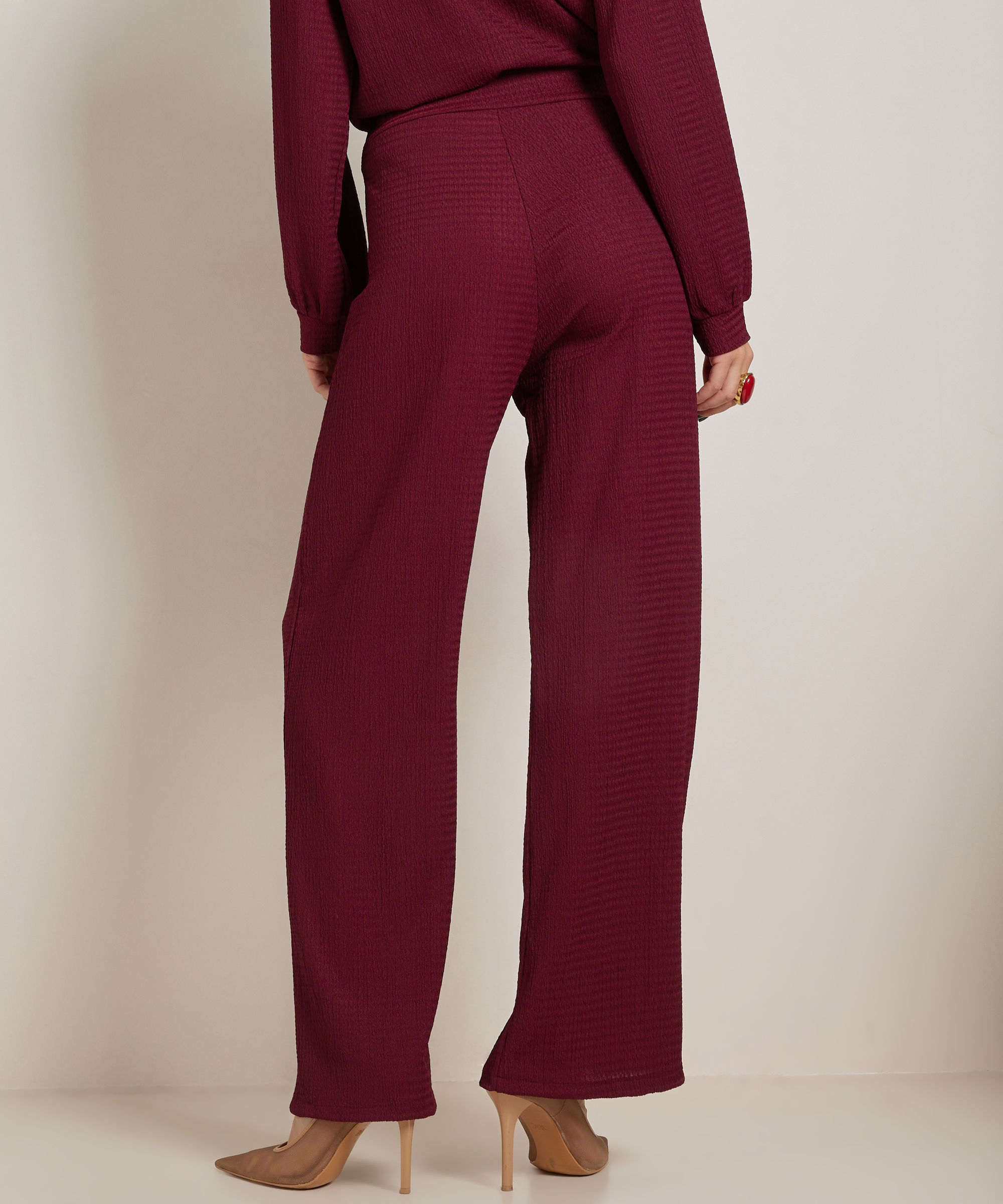 wide fit broek met structuur