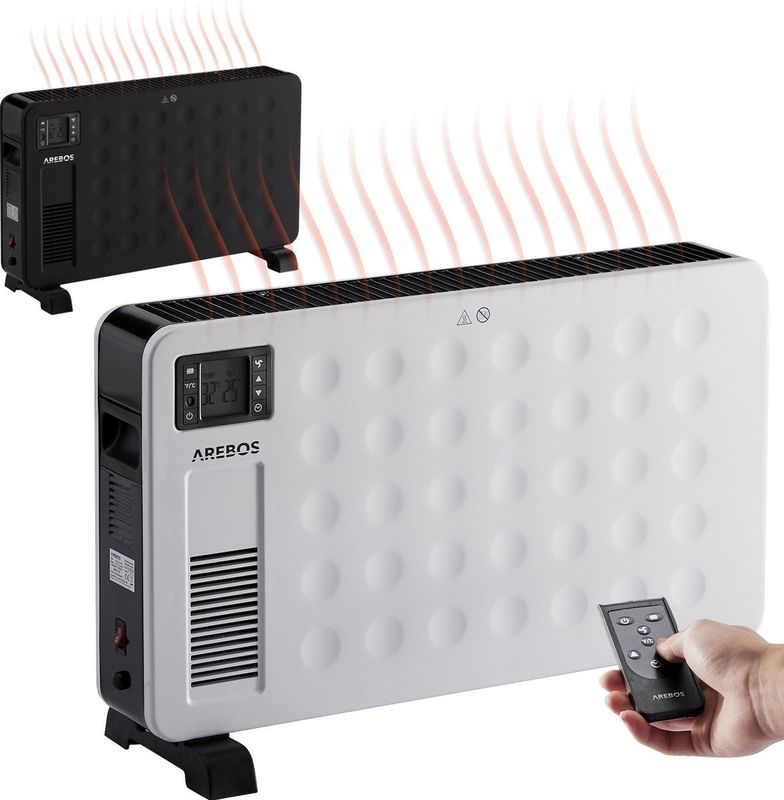 AREBOS - Convector 2300 W - Elektrische Kachel - Wit - Mobiele Ventilatorkachel