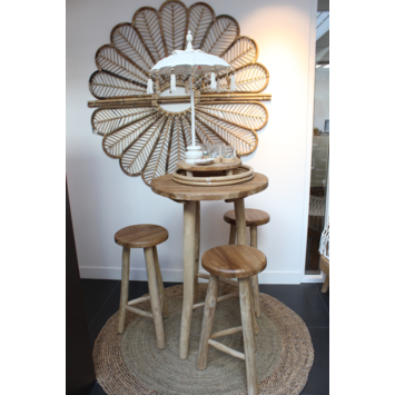 Bartafel Teak natural hout ø 70 cm