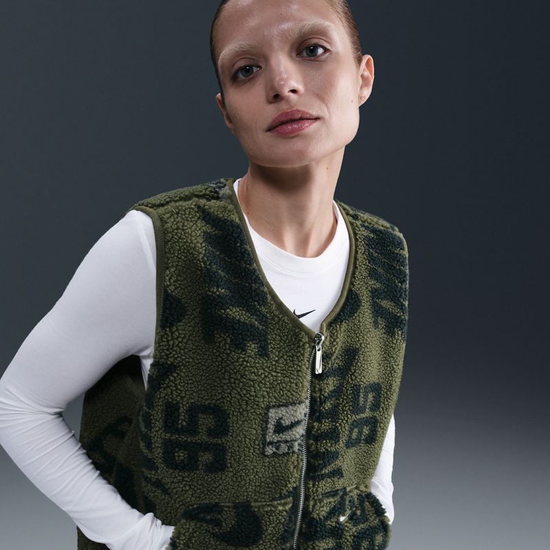 Nike hoogpolig fleecevest voor dames - Groen