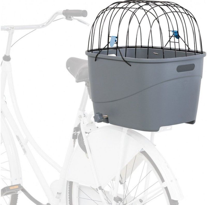 Trixie fietsmand voor bagagedrager met draadkoepel kunststof grijs - Default Title