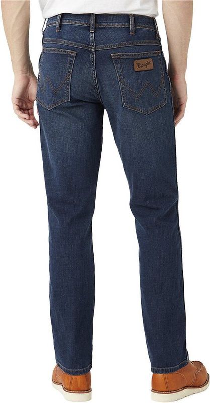 Wrangler - Texas - Jeans - Denim - Beige Leren Logo Patch