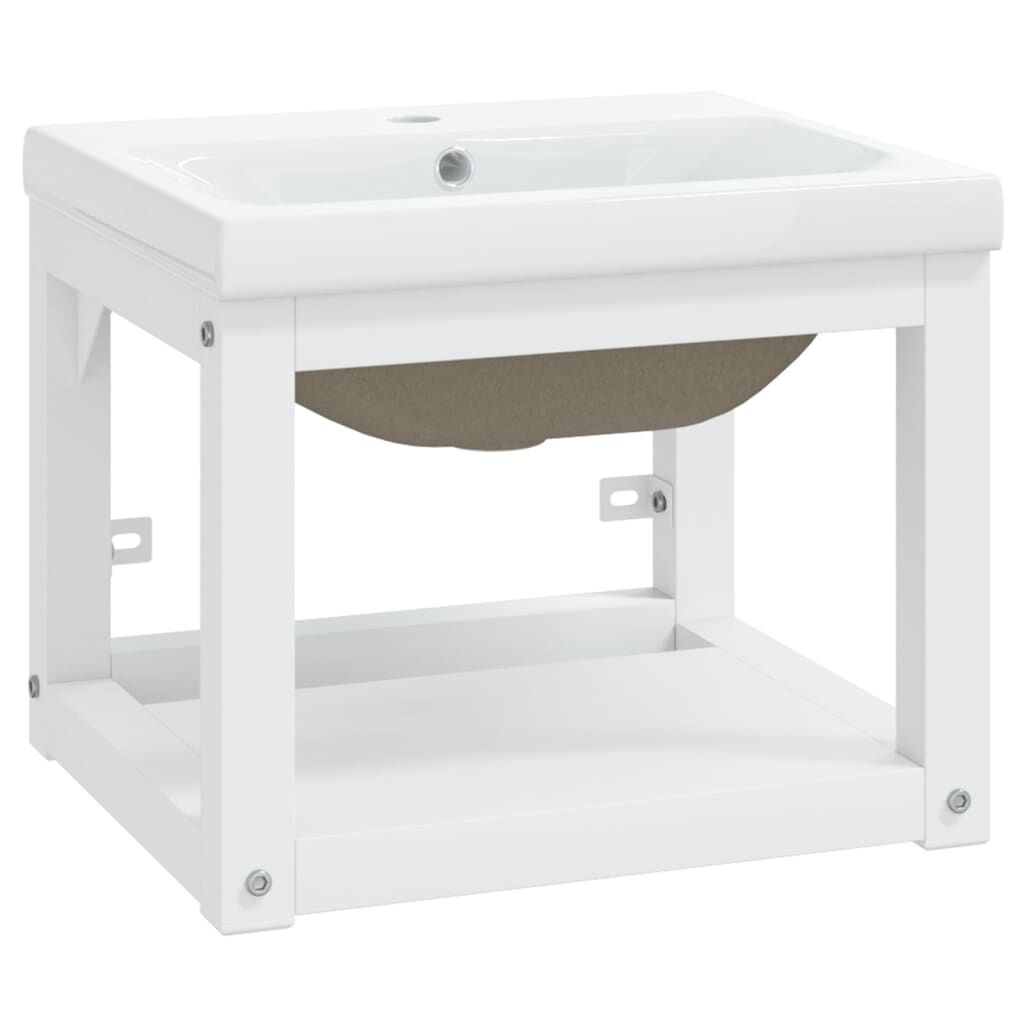 vidaXL Badkamerframe met ingebouwde wastafel, wit, ijzer
