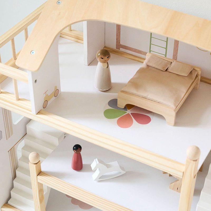 Poppenhuis - Wit - Hout - Inclusief 19 Meubeltjes