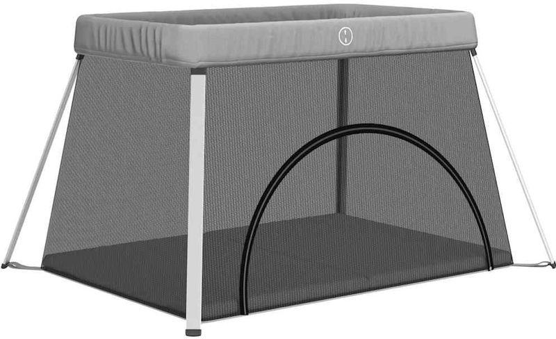 vidaXL Babybox - Lichtgrijs - Linnen - Opvouwbaar met Matras